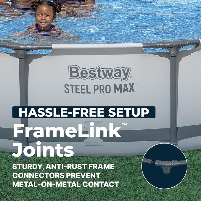 Bestway Steel Pro MAX 12' x 30" Above Ground Pool, Round Metal Frame Outdoor Swimming Pool Set with Filter Pump & Type III A/C Cartridge, Gray - Image 5