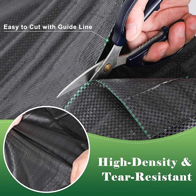 FEED GARDEN 4FT x 300FT Landscape Fabric Weed Barrier Fabric, Heavy Duty 3.2oz Weed Control Mat, Weed Blocker Ground Cover Geotextile Fabric for Gardening, with 20 U-Shaped Stakes - Image 4