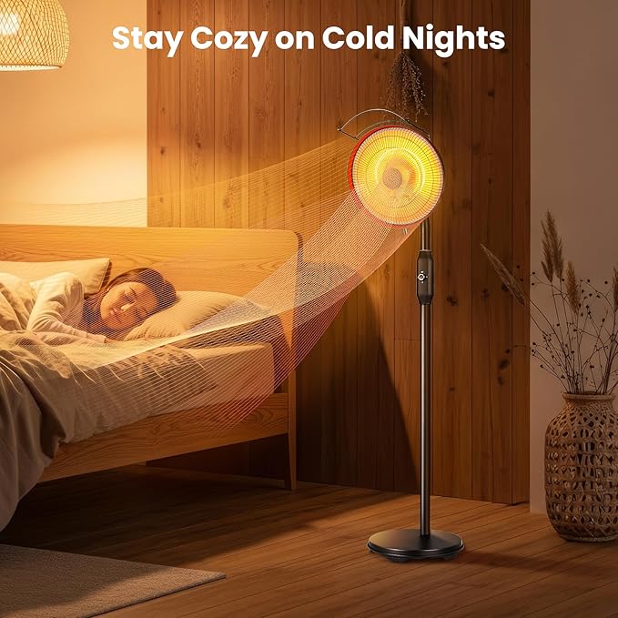 Xbeauty 1500W Outdoor Patio Heater, Electric Infrared Heater with Rapid Heating, Outdoor Heaters with Overheat Protection and Waterproof, Angle Adjustable, Energy Saving, ETL