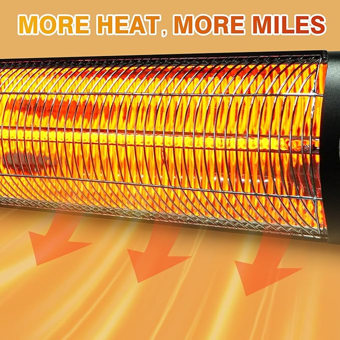 Electric Outdoor Heater, Infrared Patio Heater for Outdoor/Indoor Use, Wall Mounted/Ceiling/Infrared Heater Outdoor, 1500W Electric Patio Heater, MATT BLACK