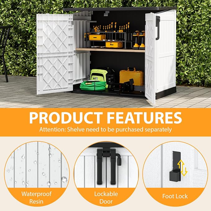 LHBcraft Outdoor Storage Cabinet 36 Cu Ft with Lockable Doors, Portable Horizontal Resin Storage Shed - Easy to Assemble, Waterproof Small Storage Shed with Floor - Image 2