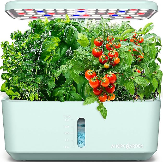 Ahopegarden Indoor Garden Hydroponics Growing System: 10 Pods Plant Germination Kit Herb Vegetable Growth Lamp Countertop with LED Grow Light - Hydrophonic Planter Grower Harvest Lettuce by Ahopegarden