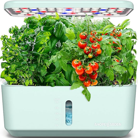 Ahopegarden Indoor Garden Hydroponics Growing System: 10 Pods Plant Germination Kit Herb Vegetable Growth Lamp Countertop with LED Grow Light - Hydrophonic Planter Grower Harvest Lettuce by Ahopegarden