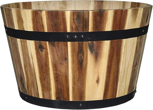 Classic Home & Garden 16" Whiskey Barrel Planter, Acacia