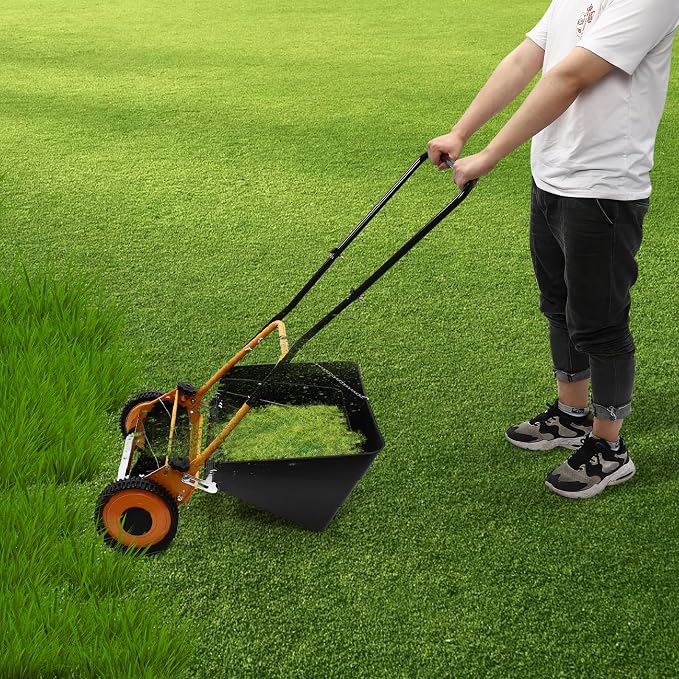 16-Inch Push Mower Reel Mower, Lawn Mowers Adjustable Cutting Height with Grass Catcher, 5-Blade, Easy to Use - Image 2