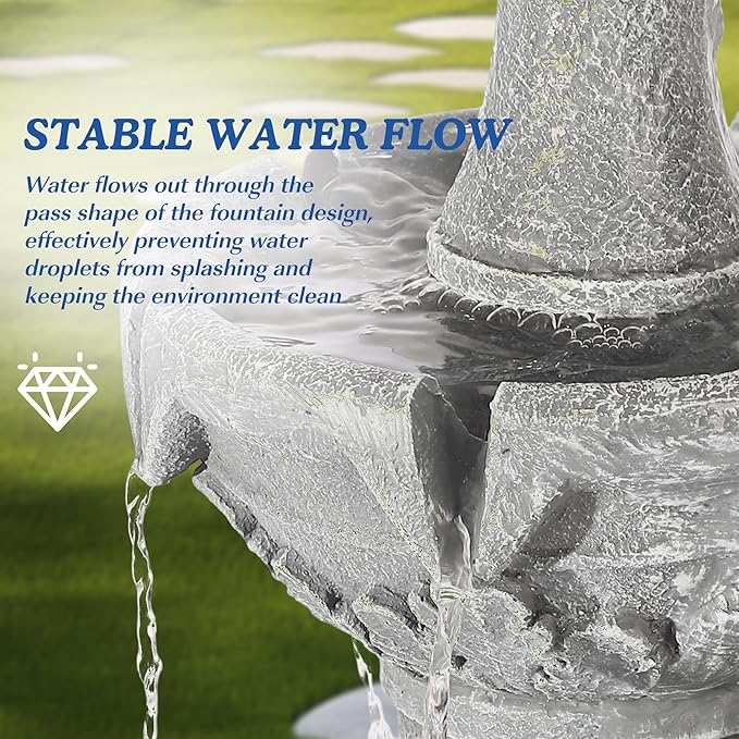 Italian Outdoor Water Fountains Garden Decor - 48.4''H Fountains and Waterfalls Outside, Large Cascading Indoor Floor-Standing Resin Bubbler Fountain Features W/Pump for Patio and Yard