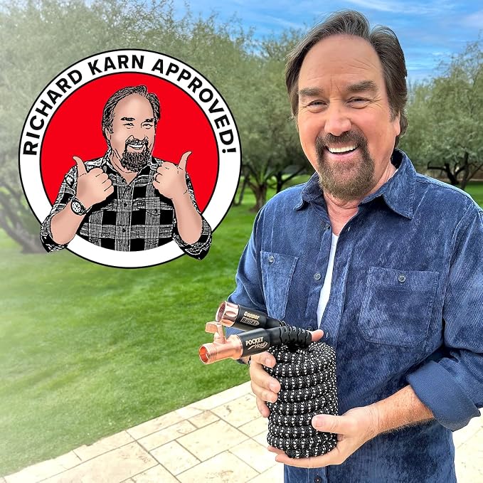 Pocket Hose 50 FT Copper Bullet Expandable Garden Hose w/10 Pattern Thumb Spray Nozzle AS SEEN ON TV 650psi 3/4 in Patented Lead-Free Ultra-Lightweight Solid Copper Anodized Aluminum - Image 6
