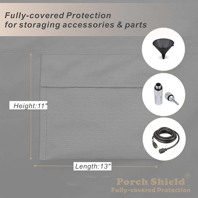Porch Shield Waterproof Generator Cover - Heavy Duty Cover for Portable Generator 3000 to 5000 Watt (26L x 20 W x 20 H inches, Black & Gray) - Image 6