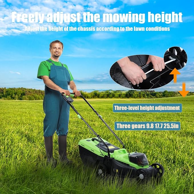 Electric Lawn Mower 1600W Self-Propelled Lawn Mower Cordless Brushless with 30L Grass Tank Brushless Motor Three Adjustable Height 25 45 65mm 3600Rpm US Plug - Image 2