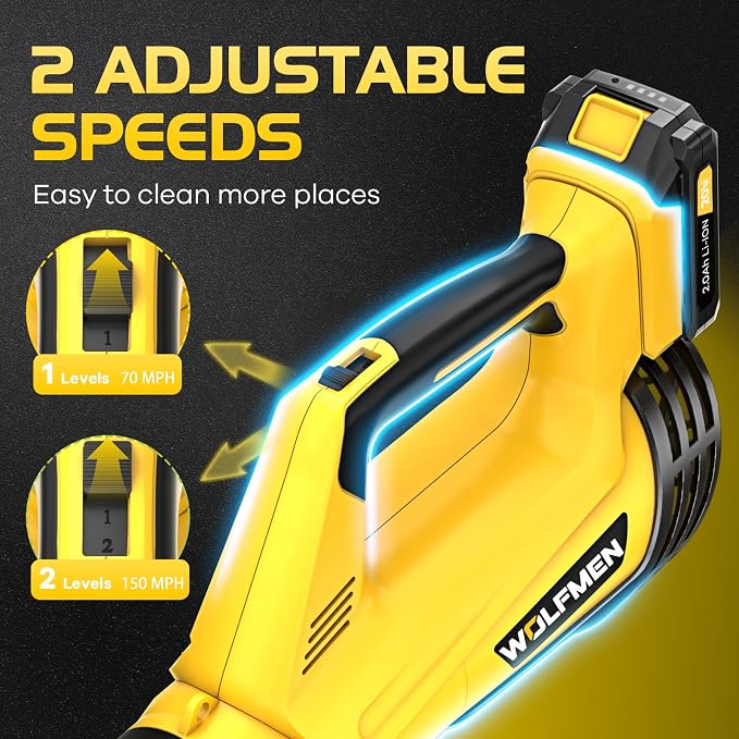 Leaf Blower, Electric Cordless Leaf Blower with 2 Batteries and Charger, 2 Speed Mode, Lightweight Leaf Blowers for Blowing Leaves, Lawn Care, Patio Cleaning and Dust - Image 3