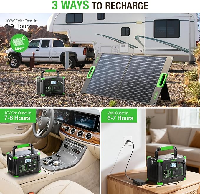 Portable Power Station 500W (Peak 1000W), 519Wh Solar Generator with 2x110V AC Outlets & USB-C PD 60W, 10-Port Power Bank with Wireless Charger for Outdoor Camping, RV Trips, and Home Emergency Backup - Image 8