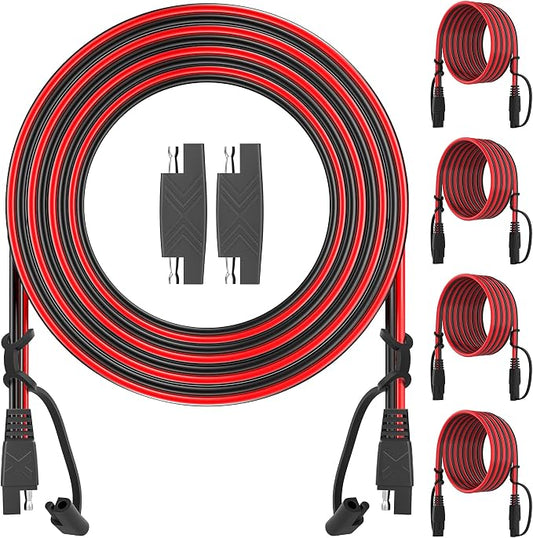 OYMSAE 12Feet SAE to SAE Extension Cable Quick Disconnect Connector 16AWG, for Automotive Solar Panel Extension Cable Plug(12FT(16AWG)) Pack of 4 by OYMSAE