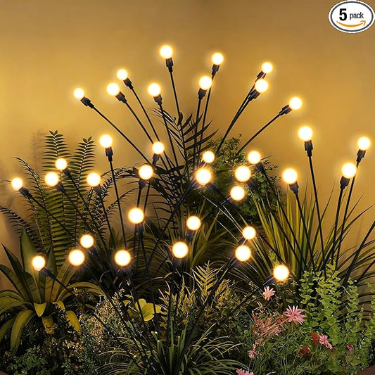 Solar Christmas Decorations, 50 LED Firefly Solar Christmas Lights Outdoor Waterproof, Garden Lights for Yard Porch Patio Decor (5 Pack)