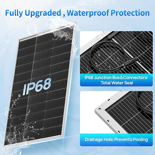 ECO-WORTHY 400W Solar Panels 4pcs 100 Watt 18V Monocrystalline Solar Panel Module for Off Grid PV Power for Home, Camping, Boat, Shed Farm, RV,12V Battery,2-Pack 2 * 100W - Image 5