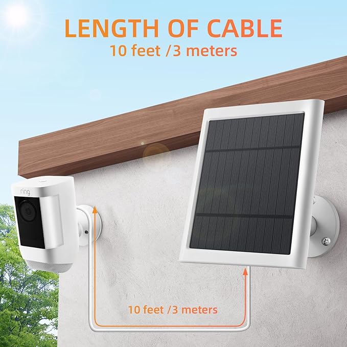 Solar Panel for Ring Camera, 2 Pack 4W Solar Charger Compatible with Rings Spotlight &All-New Stick Up Outdoor Cam Battery, 10ft Long Cable with USB-C to Ring Barrel Plug Adapter - Image 4