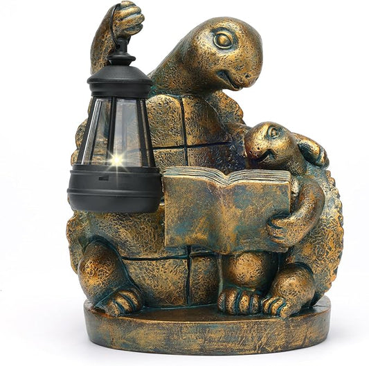 Turtle Solar Powered Outdoor Garden Statue, Resin Statue with Solar Light Lantern, Decorative Lawn, Yard Outdoor Turtle Decoration. Unique Home Decoration, Gifts for Women,Mom on Mother's Day