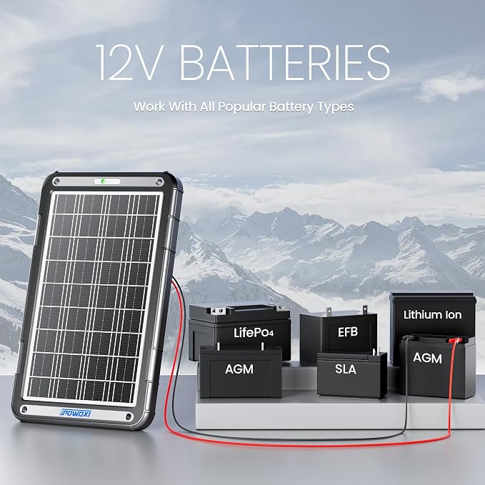 POWOXI 12V Solar Car Battery Charger: 15W Solar Trickle Charger Maintainer with MPPT Controller for Car - RV Boat Marine Motorcycle - Solar Panel Kit for Automotive Trailer Truck Snowmobile Tractor - Image 6