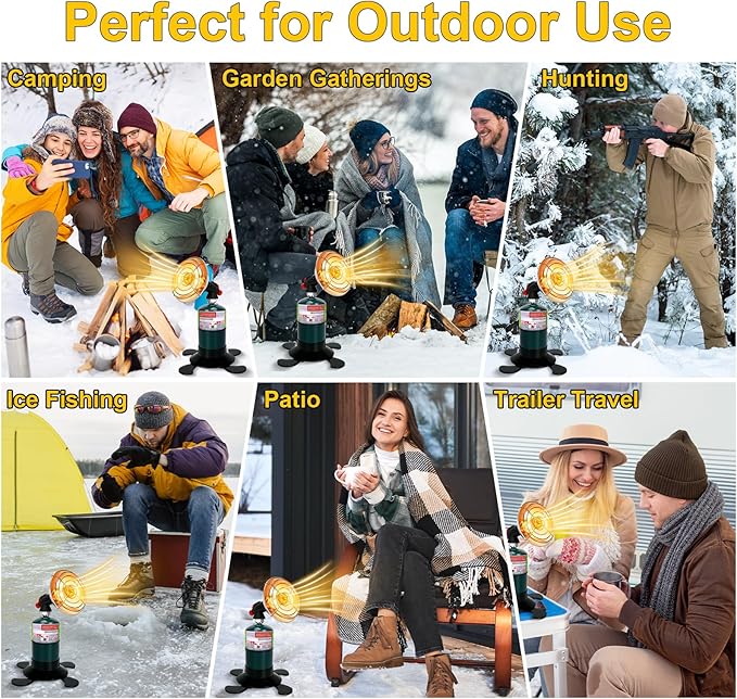 Portable Propane Heater for Camping, Cordless Outdoor Heater with Foldable Tank Holder Small Gas Heaters, Adjustable Radiant Camping Heaters for Tents, Patio, Winter Hiking, Ice Fishing & Hunting