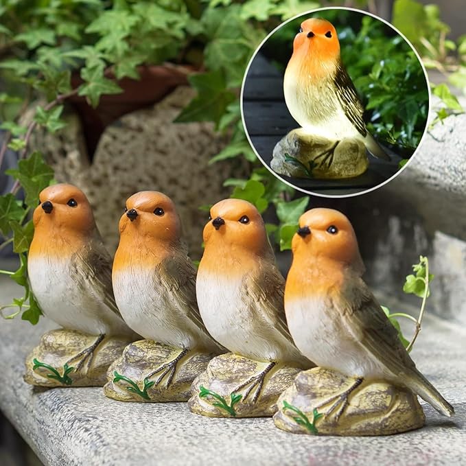 Easter Gifts for Adults Women - Bird Statues Solar Garden Decor for Outside Yard Outdoor Home Patio Decor, Fairy Garden Accessories for Mom Grandma Wife Sister Nana