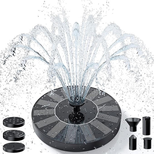 AMZtime 1.4W Solar Bird Bath Fountain with 4 Fixed Rods, Solar Fountain Pump with Upgraded Solar Panels, Solar Powered Floating Water Fountain Pump for Bird Bath, Ponds, Garden, Fish Tank and Outdoor