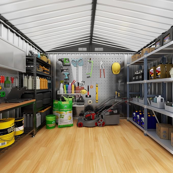 Metal Storage Shed & Outdoor Storage, Outdoor Steel Storages Shed with Sloping Roof, Utility and Tool Garden Sheds for Backyard Patio Lawn - Image 3
