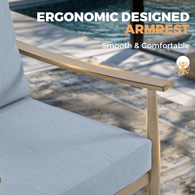 HAPPATIO Patio Outdoor Furniture Set - 7 Pieces Aluminum Outdoor Conversation Set Includes 1 Loveseat, 1 Side Table, 1 Coffee Table, 2 Swivel Chairs, and 2 Ottomans for Porch, Yard, Lawn (Brown)