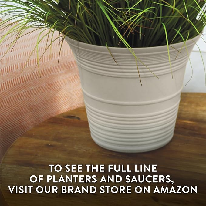 The HC Companies 7 Inch Sedona Round Self Watering Planter Pots, Lightweight UV-Resistant Plastic Indoor & Outdoor Planters, 4-Pack Flower Pots for Garden & Home Decor, Seafoam