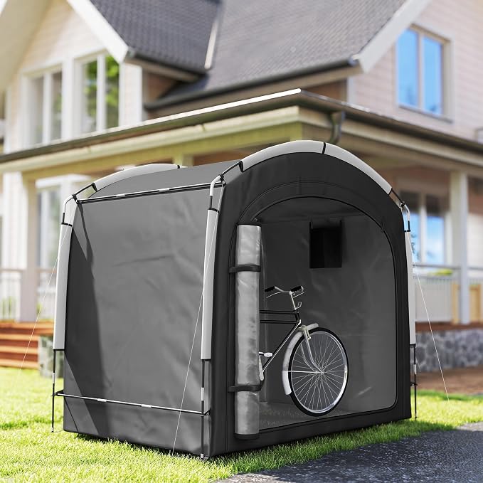 Outsunny Bike Storage Tent, Portable Bicycle Storage Shed, Waterproof Outdoor Bike Cover with 210D Oxford Fabric and Carry Bag for 3-4 Bikes, Lawn Mower, Garden Tools, Black - Image 8