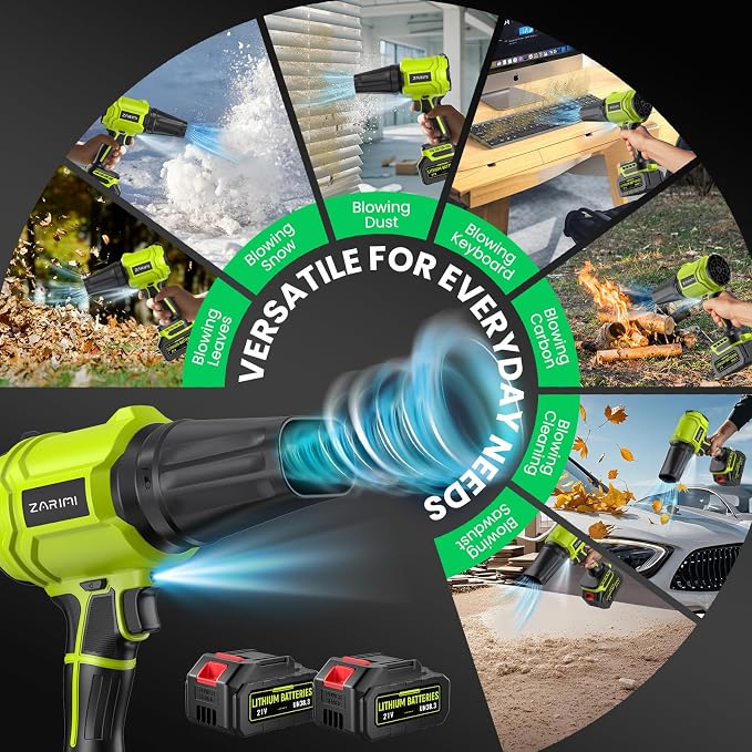 YUQUESEN Cordless Leaf Blower, 980,000 RPM Handheld Leaf Blower with 2 X 4.0Ah Batteries & Charger, Lightweight Leaf Blowers for Patio Cleaning, Lawn Care, Leaves, Dust - Light Green - Image 7