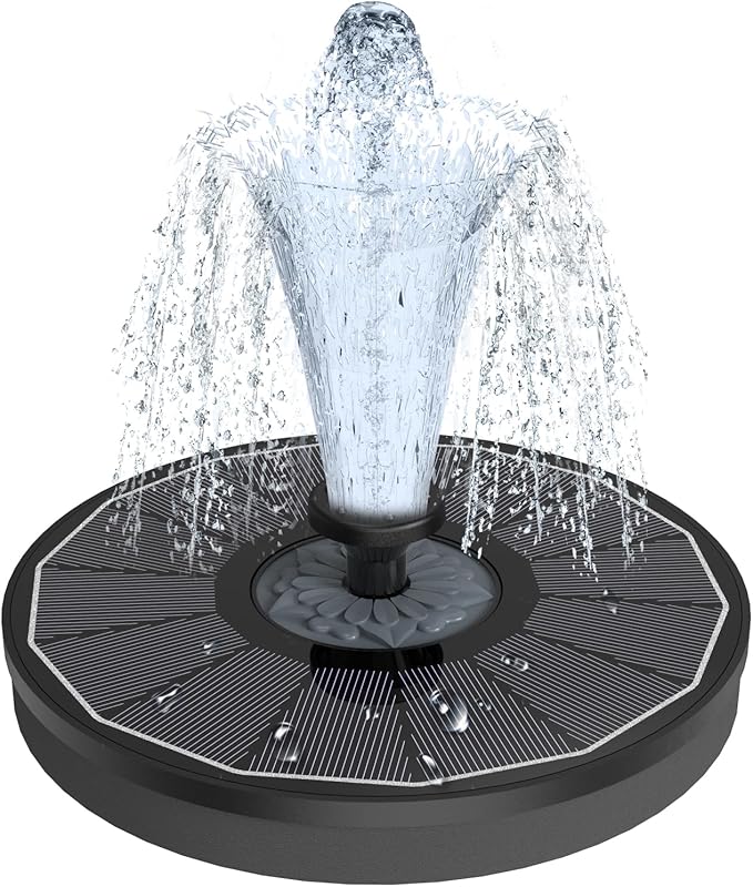 Yzert Solar Fountain for Bird Bath Direct Sunlight High Efficiency 3.5W Glass Panel Solar Water Fountain Outdoor Garden Flower (Black)