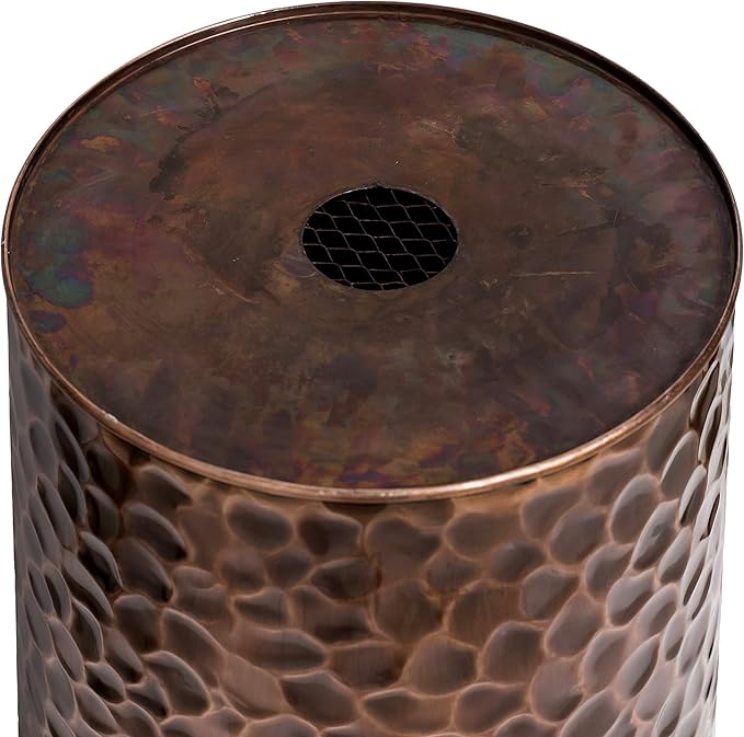 H Potter Tall Copper Planter Indoor Outdoor – 28” Antique Copper Hammered Metal Garden Planter with Insert & Drainage, Includes Drip Tray – Large Decorative Floor Planter for Entryway, Porch, Patio