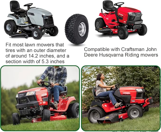 15x6.00-6 Lawn Mower Tire and Wheel Front Tire Compatible with John Deere Craftsman Husqvarna Riding Mowers Lawn Tractors - Image 4