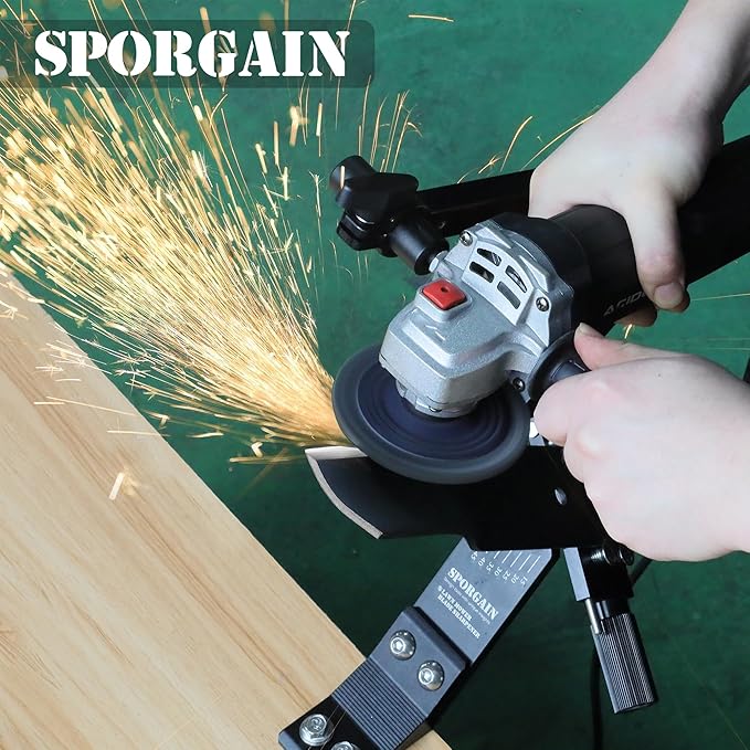 SporGain [Updated] Lawn Mower Blade Sharpener 15°-45° Adjustable Frame with Ball Bearing Manufacture Handle for Right & Left Hand Blades, Use with Angle Grinder, Black - Image 3