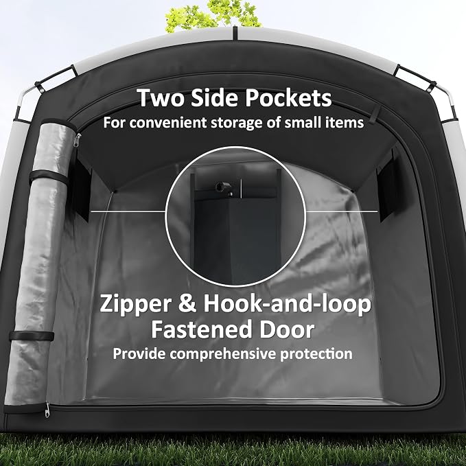 Outsunny Bike Storage Tent, Portable Bicycle Storage Shed, Waterproof Outdoor Bike Cover with 210D Oxford Fabric and Carry Bag for 3-4 Bikes, Lawn Mower, Garden Tools, Black - Image 5