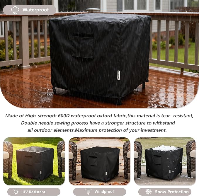 Patio Wicker Side Table Cover,22W x 22D x 18H inch,Waterproof Square Patio Small Side Table Cover,Suitable for 3-Piece Outdoor Wicker Patio Bistro Set Side Table - Image 7