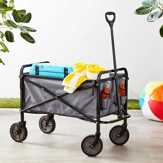 Amazon Basics Collapsible Heavy Duty Utility Wagon for Outdoor Sports, Camping, Garden, and Shopping, 265 Pounds Capacity, 27.6 x 40.9 x 20 inches, Gray - Image 5