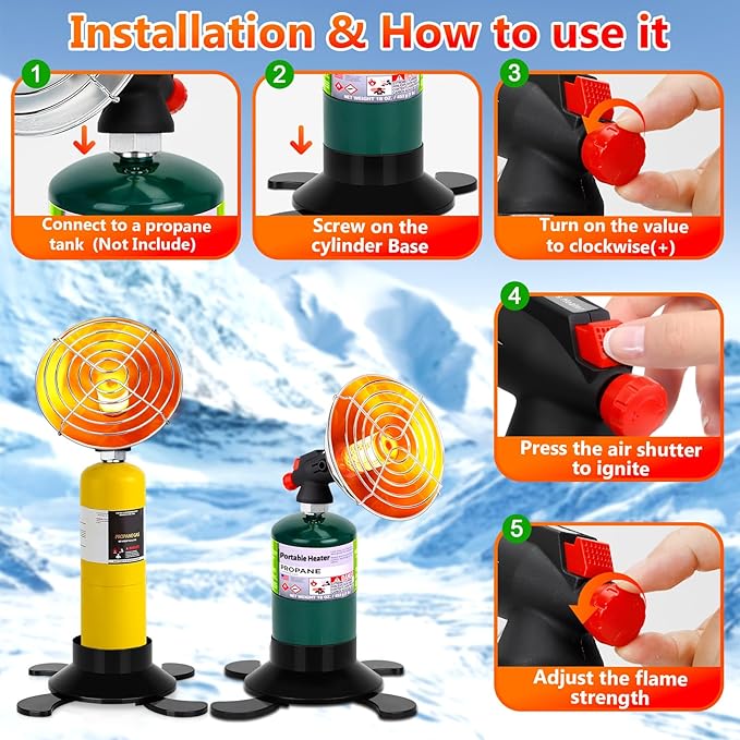 Portable Propane Heater for Camping, Outdoor Gas Space Patio Heater, High Heat Output Big Heaters Foldable Tank Holder for Winter Tent Hiking Ice Fishing Hunting