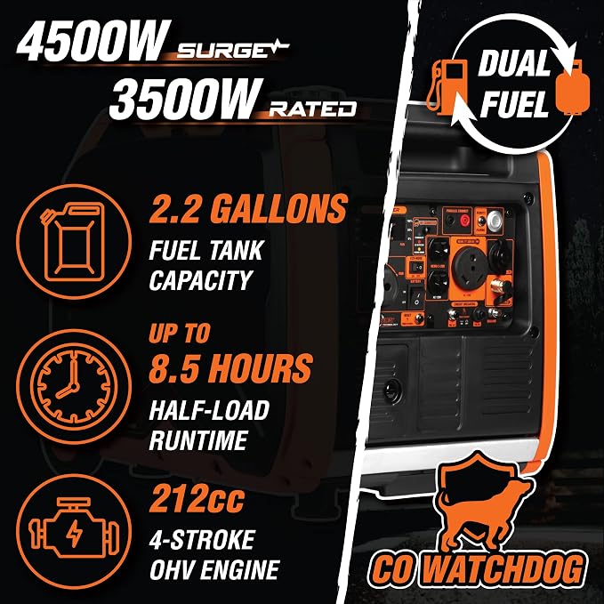 WEN DF452iX Super Quiet 4500-Watt Remote Electric Start Dual Fuel RV-Ready Portable Inverter Generator with Fuel Shut-Off and CO Watchdog - Image 2