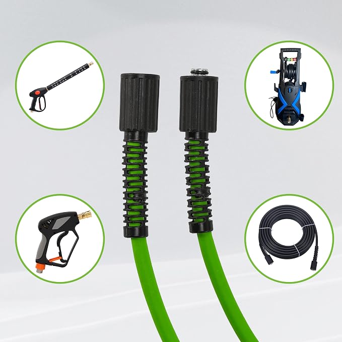 PWACCS Pressure Washer Hose for Power Washer – 3600 PSI Kink Resistant Pressure Washing Extension Hose 100 FT x 1/4" – Universal Electric Power Wash Hose for Replacement – Compatible with M22 Fittings - Image 7