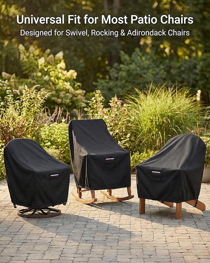 Waterproof Patio Chair Covers, 26W x 27D x 34.3H inches Heavy Duty Outdoor Furniture Protection Cover Weather Resistant 600D Oxford 2-Pack, Black - Image 4