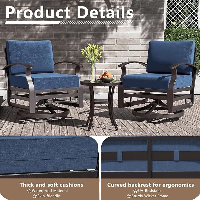 Patio Furniture Set 5-Piece Aluminum Armrest Sofa, Modern Outdoor Living Room Set with 55000 BTU Propane Aluminum Fireplace, Outdoor Rotary Joystick with Thick Cushion