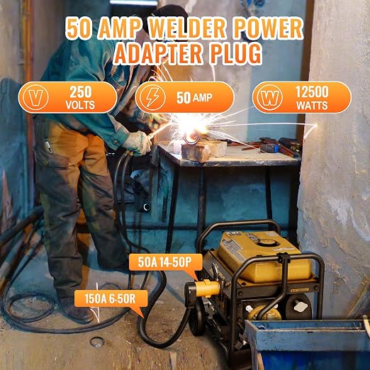 MECMO Nema 14-50P to 6-50R Welder Compact Adapter Cord, 50 Amp 4 Prong RV Generator Male Plug to 3 Prong Welder Outlet for Welder Welding Generator, Heavy Duty 14-50 Male to 6-50 Female Power Adapter - Image 4