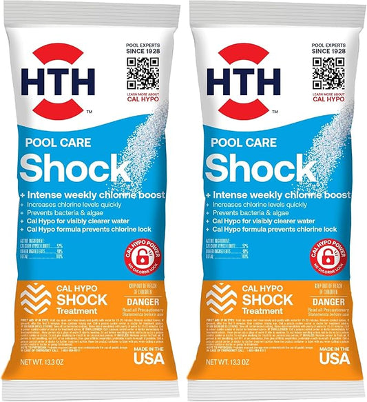 HTH Pool Shock, Cal Hypo Formula, 13.3oz, Pack of 2 | Swimming Pool Care | Chlorinator | Boosts Chlorine Levels by HTH