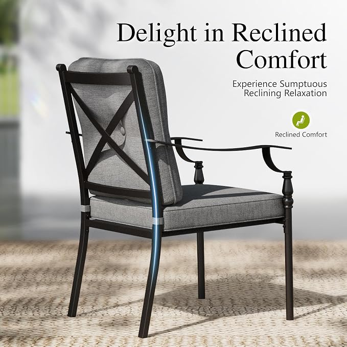 Sophia & William Outdoor Patio Dining Chairs Set of 6, Heavy Duty Outdoor Furniture Chairs with Thickened Cushions, Wrought Iron Deck Chairs for Backyard, Poolside, Balcony and Garden - Image 5