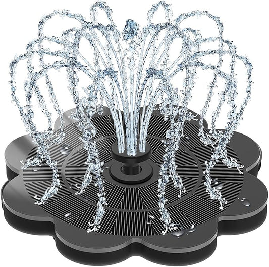 SZMP Solar Fountain Work On Cloudy Day, 2000mAh Bird Bath Fountains Upgraded Glass Panel 7 Nozzle & 4 Fixer, Solar Powered Water Fountain for Pool, Garden, Pond, Outdoor