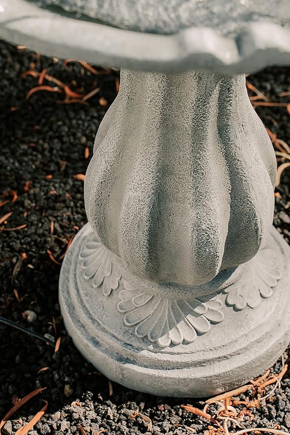 XBrand 51" 3-Tier Outdoor Freestanding Waterfall Fountain with Pump and Pineapple Finial, Gray