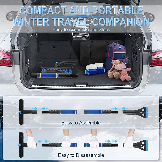 LivTee 32" Extendable Ice Scraper & Snow Brush for Car Windshield, 360?? Rotating Snow Removal Tool for Cars, Trucks & SUVs, Automotive Winter Essentials & Car Accessories for Men, Blue - Image 5