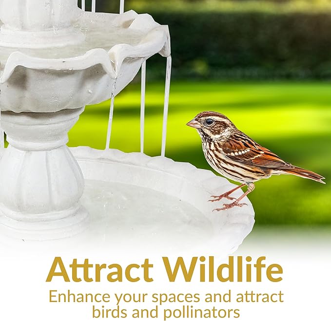 Sunnydaze 57" H Welcome 3-Tier Water Fountain - Large Electric Water Fountain with Pineapple Topper for Garden, Patio or Yard - White