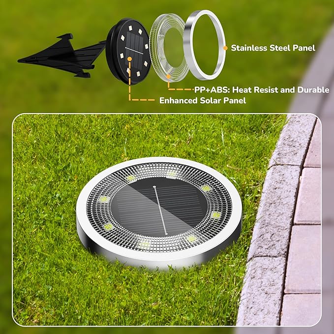 INCX Solar Ground Lights,16 Pack Solar Lights Outdoor Waterproof, Solar Garden Lights Landscape Lighting for Patio Pathway Lawn Yard Deck Driveway Walkway, Warm White
