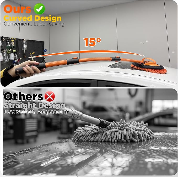 Tool Daily Short Pressure Washer Gun with Foam Cannon, 15° Curved Car Wash Brush with Long Handle, 5 Nozzle Tips, 1/4” Quick Connect - Image 6